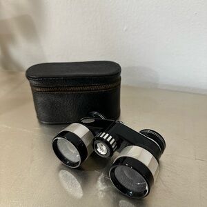 Sleek Black and Silver Binoculars with Case